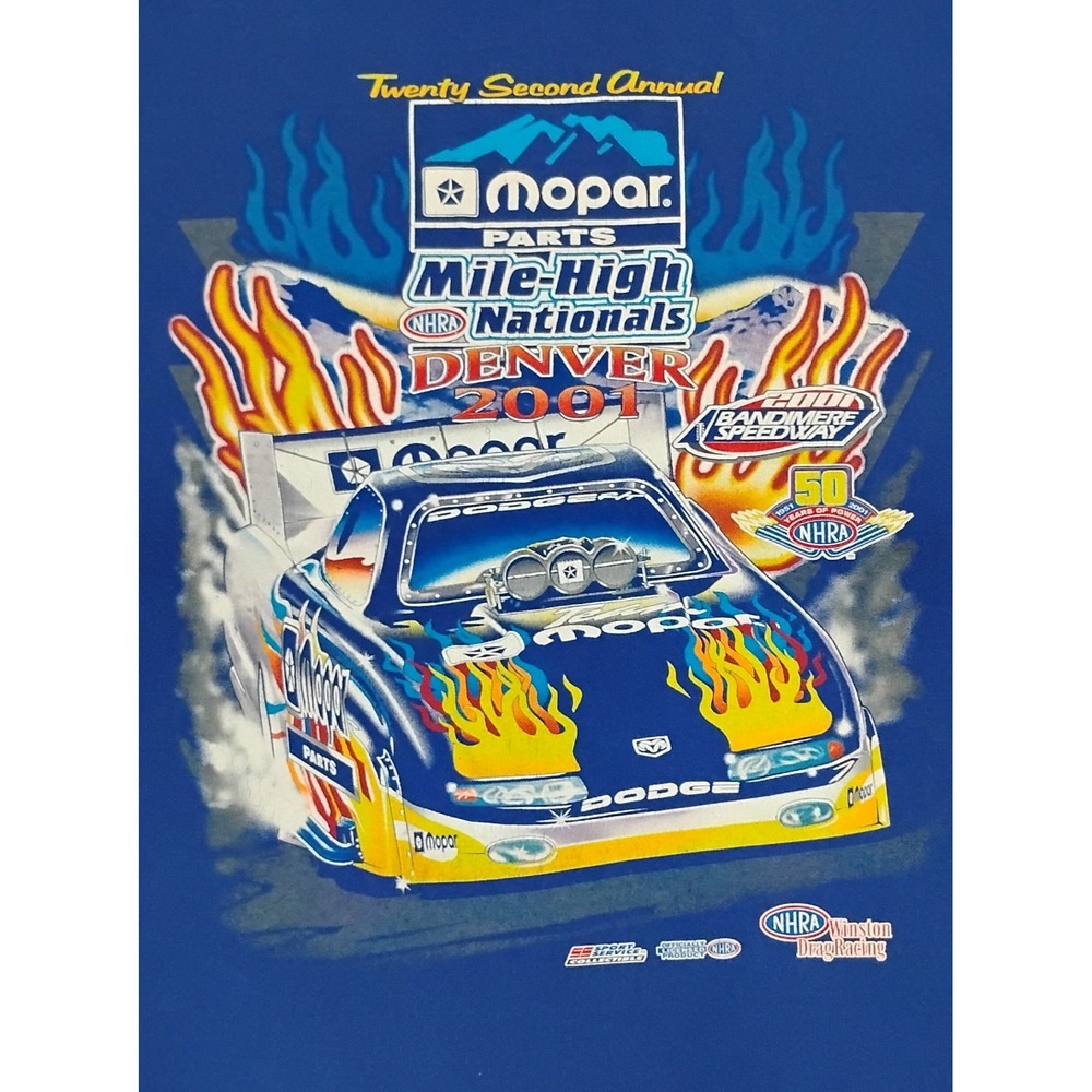 VTG 2001 NHRA Mopar Mile-High Nationals Racing Shirt Dean Skuza Funny Car Y2K
